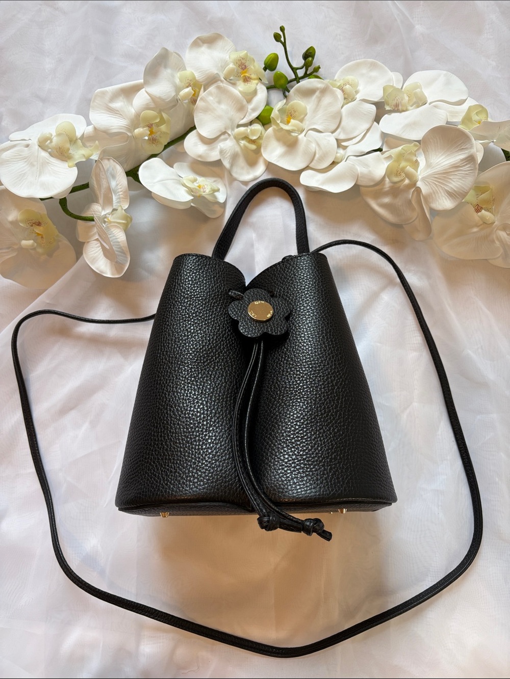 Kem Greece Black Leather Bucket Bag